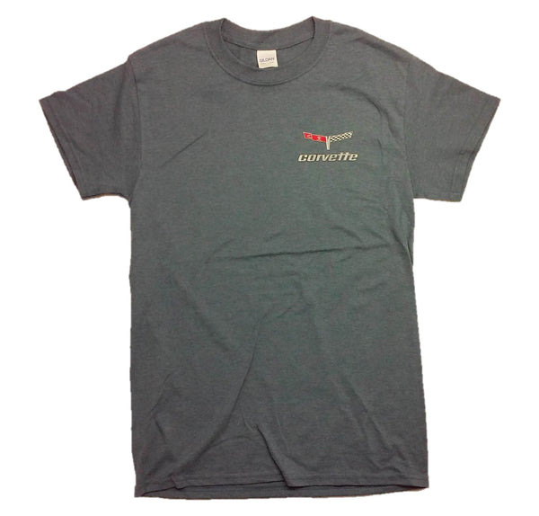 2 C3 Corvettes with Garage Graphic Print Short Sleeve T-Shirt by Joe Blow T's