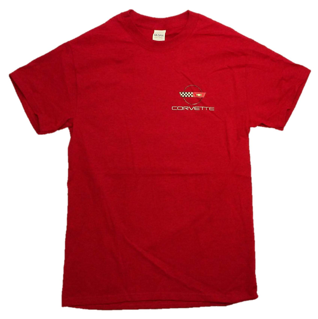 C4 Corvette Red, White, and Blue with Flag Short Sleeve T-Shirt by Joe Blow T's