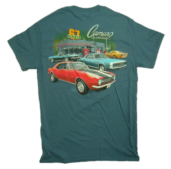 Camaro "67 HEAVEN" Gas Service Station Graphic Print Short Sleeve T-Shirt