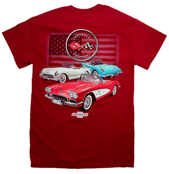 Joe Blow T's C1 Corvettes With Flag Men's Adult T-Shirt