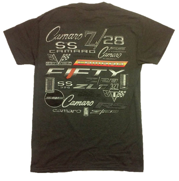 Chevy Camaro 50 Year Logo Insignia T-Shirt 100% Cotton - Grey - By Joe Blow T's
