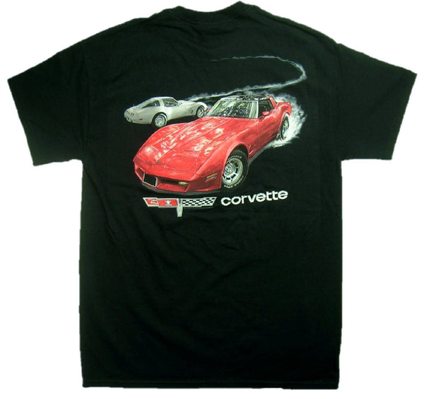 Chevy Fast Lane 1980 Corvette 100% Cotton Graphic Print Short Sleeve T-Shirt