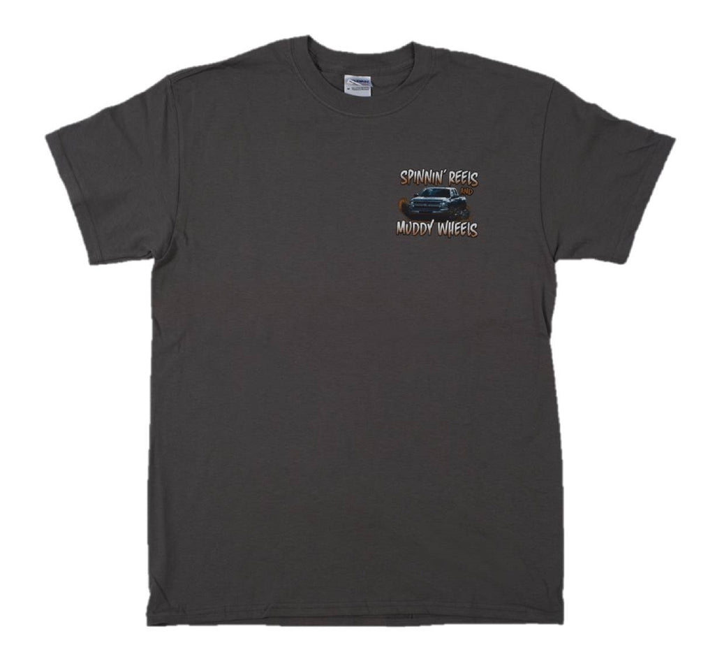 Chevy "SPINNIN' REELS AND MUDDY WHEELS"  Off Road Truck Bass Fishing T-Shirt