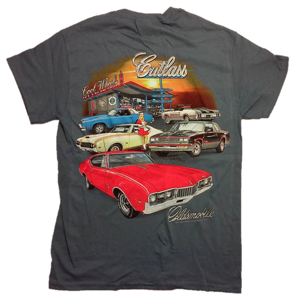 Oldsmobile Cutlass Multi Car Diner 100% Cotton Graphic Print Short Sleeve T-Shirt