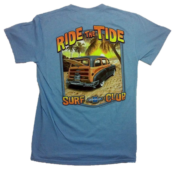 Chevrolet Woodie "Ride The Tide Surf Club" Short Sleeve T-Shirt by Joe Blow T's