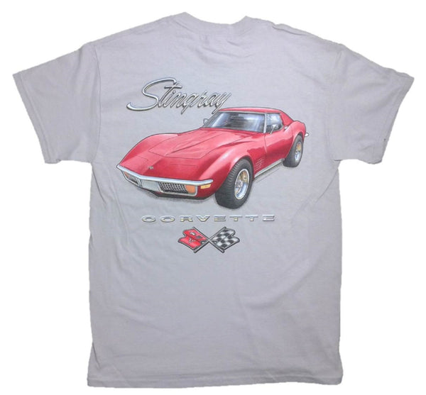 Corvette Stingray and C3 Logo 100% Cotton Short Sleeve Graphic Print T-Shirt