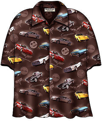 Chevrolet Corvette 6 Generations Hawaiian Bowling Camp Shirt by David Carey