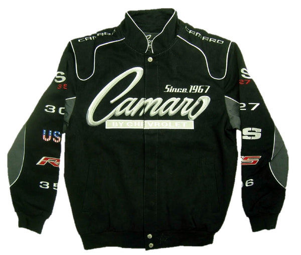 Chevrolet Camaro Men's Black Twill Jacket with Embroidered Logos by JH Design