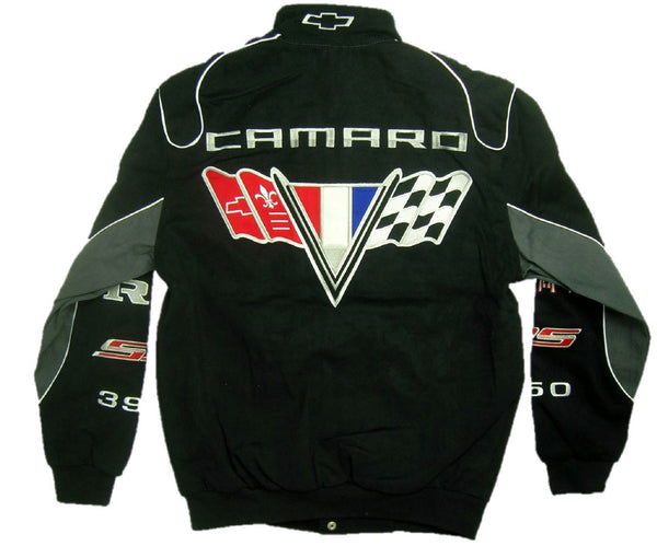 Chevrolet Camaro Men's Black Twill Jacket with Embroidered Logos by JH Design