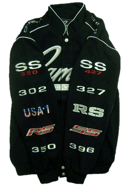 Chevrolet Camaro Men's Black Twill Jacket with Embroidered Logos by JH Design