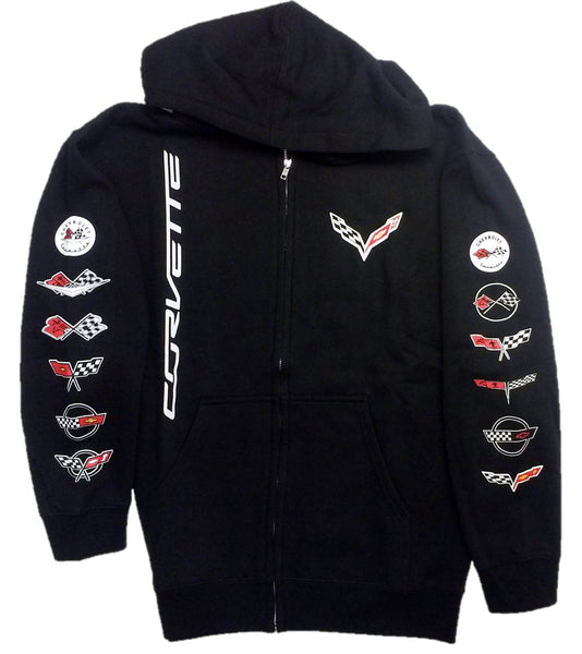 Chevrolet Corvette Zip-up Hoodie with Screen Printed Racing Logos by JH Design