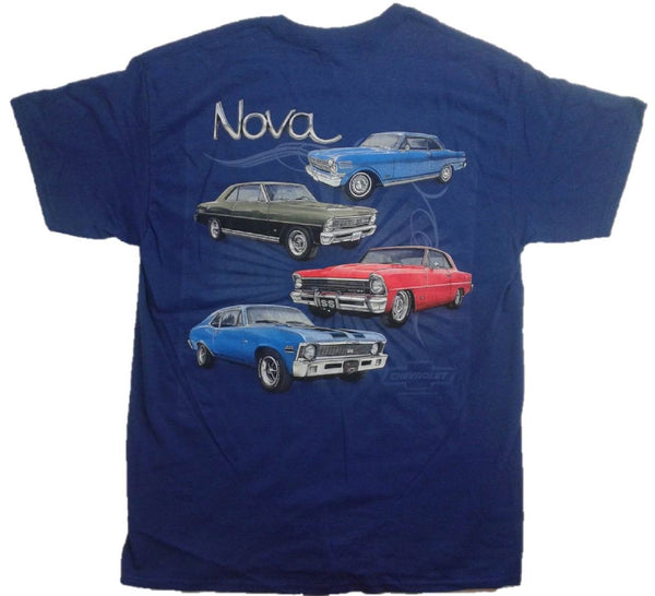 Chevrolet 4 Vintage Chevy Novas 100% Cotton Graphic Print Short Sleeve T-Shirt