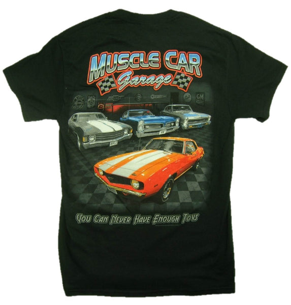 Camaro "Muscle Car Garage" 100% Cotton Black Short Sleeve Graphic Print T-Shirt