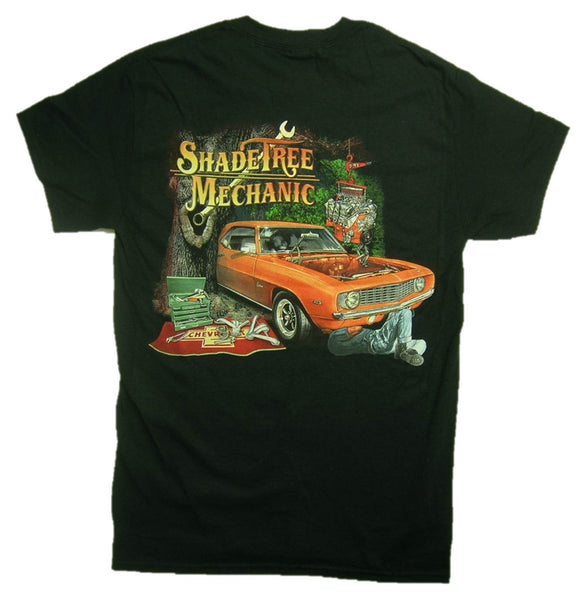 Camaro "ShadeTree Mechanic" 100% Cotton Black Graphic Print Short Sleeve T-Shirt