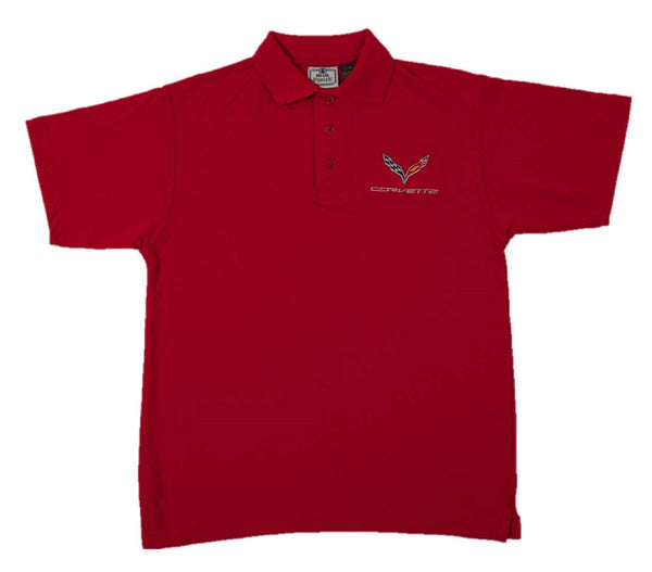 Men's Corvette C7 Logo Short Sleeve Performance Polo Shirt