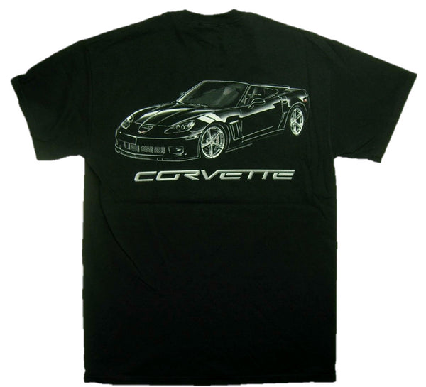 Corvette Men's C6 Black Ghost 100% Cotton Graphic Print Short Sleeve T-Shirt