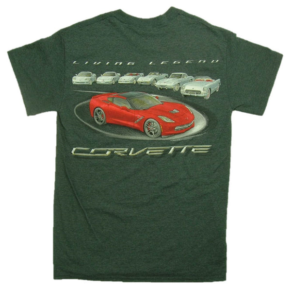 GM C1 to C7 "LIVING LEGEND CORVETTES" Short Sleeve T-Shirt by Joe Blow T's