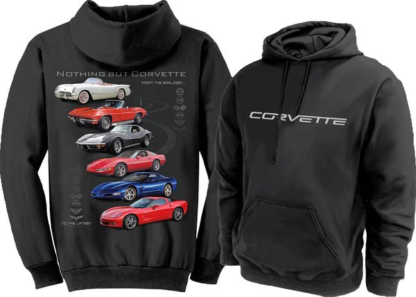 "NOTHING BUT CORVETTE" C6 Logo 50/50 Cotton/Polyester Pullover Hoodie Sweatshirt