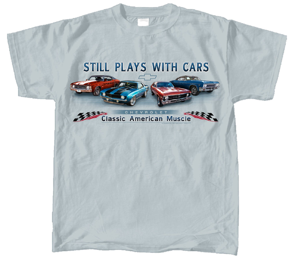 Chevy Chevelle, Camaro, Nova & Impala Muscle Car T-Shirt 100% Cotton Preshrunk - Grey