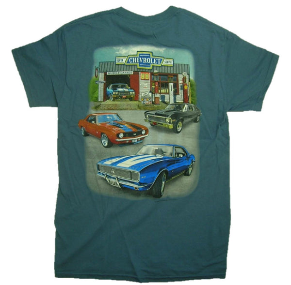 Chevy Super Service Muscle Garage 100% Cotton Graphic Print Short Sleeve T-Shirt