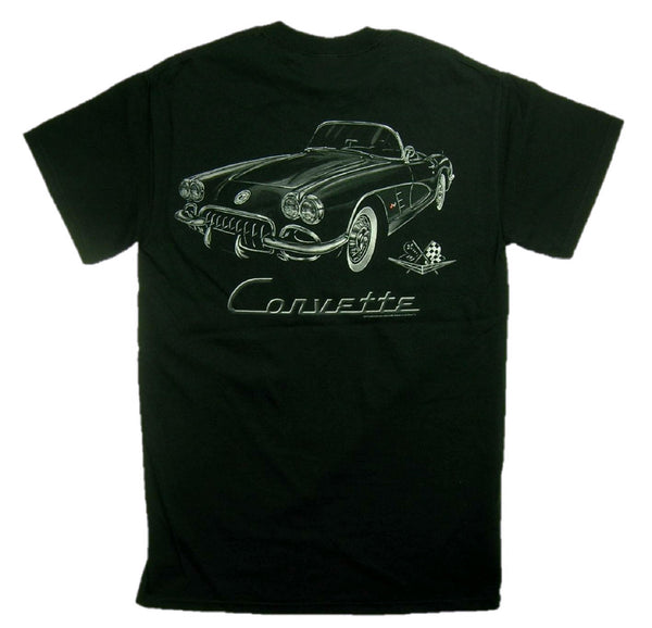 Corvette Men's C1 Black Ghost 100% Cotton Graphic Print Short Sleeve T-Shirt