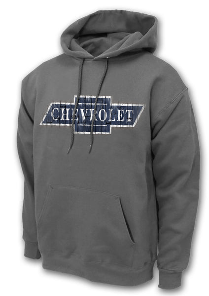 Chevy Bowtie Wood Logo 50/50 Cotton/Polyester Pullover Hoodie Sweatshirt