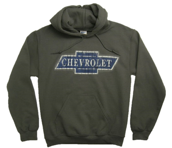 Chevy Bowtie Wood Logo 50/50 Cotton/Polyester Pullover Hoodie Sweatshirt