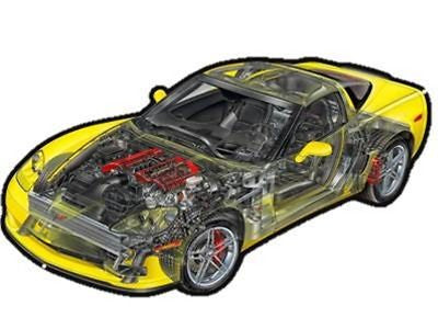 Corvette C6 Z06 Cutaway View Digitally Printed and Laser Cut Aluminum Metal Sign