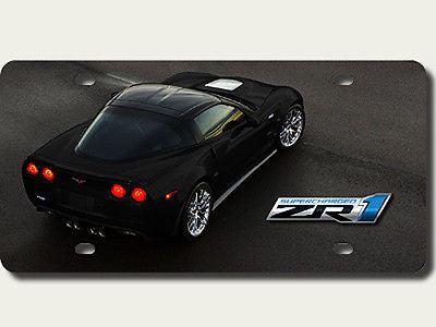 Corvette C6 Black ZR1 Rear View Digitally Printed Metal Sheet License Plate Sign