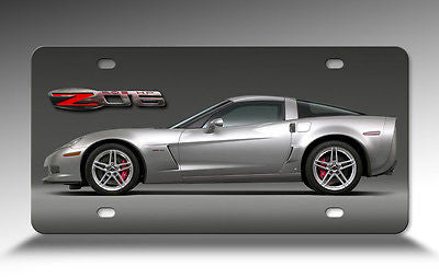 Corvette Silver C6 Z06 Digitally Printed Aluminum Sheet Front License Plate Sign